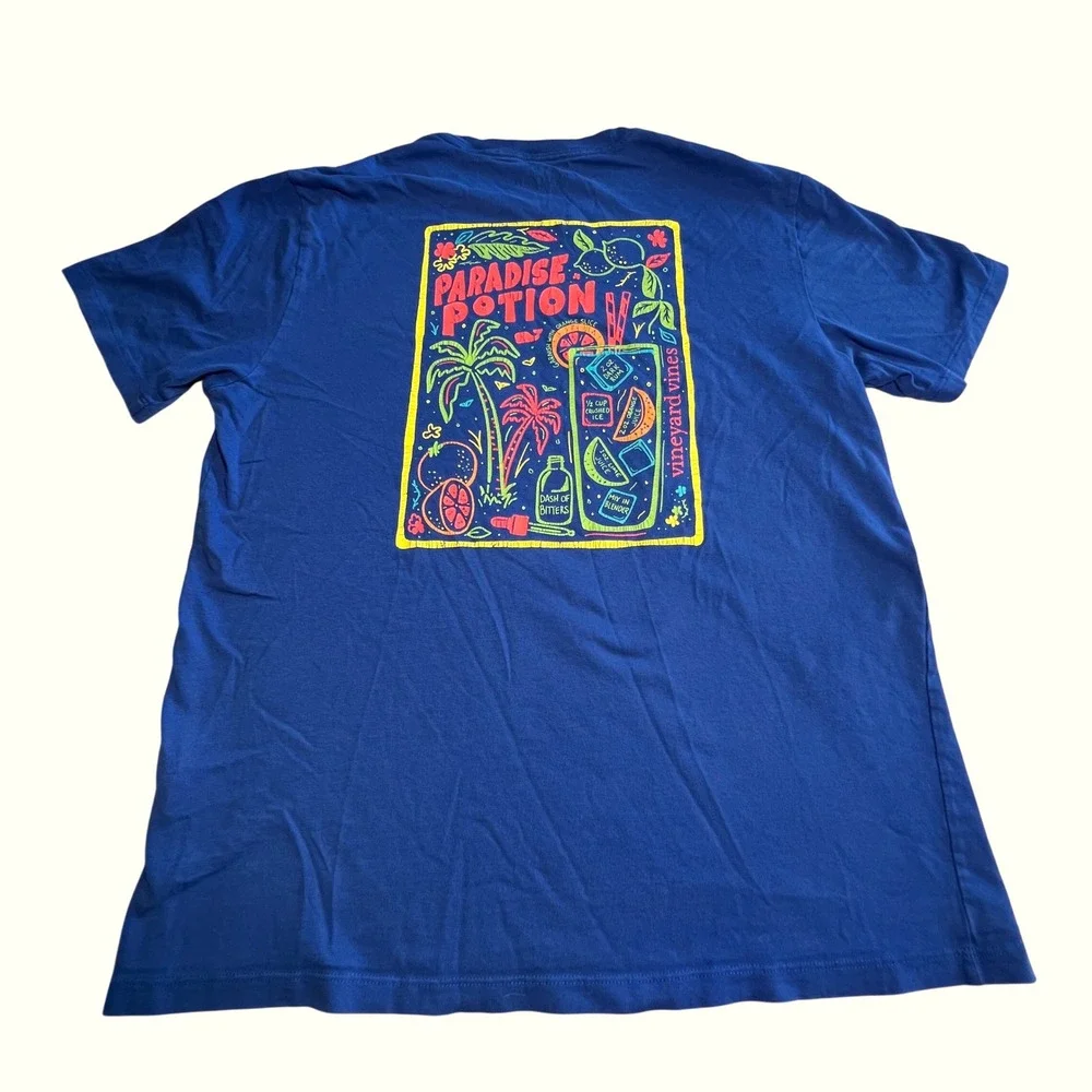Vineyard Vines Paradise Potion Graphic T Shirt Golf Blue Size S Coastal Tropical